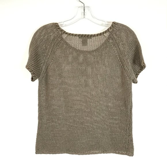 Size Medium White + Warren Open Knit Linen Sweater - Picture 3 of 3